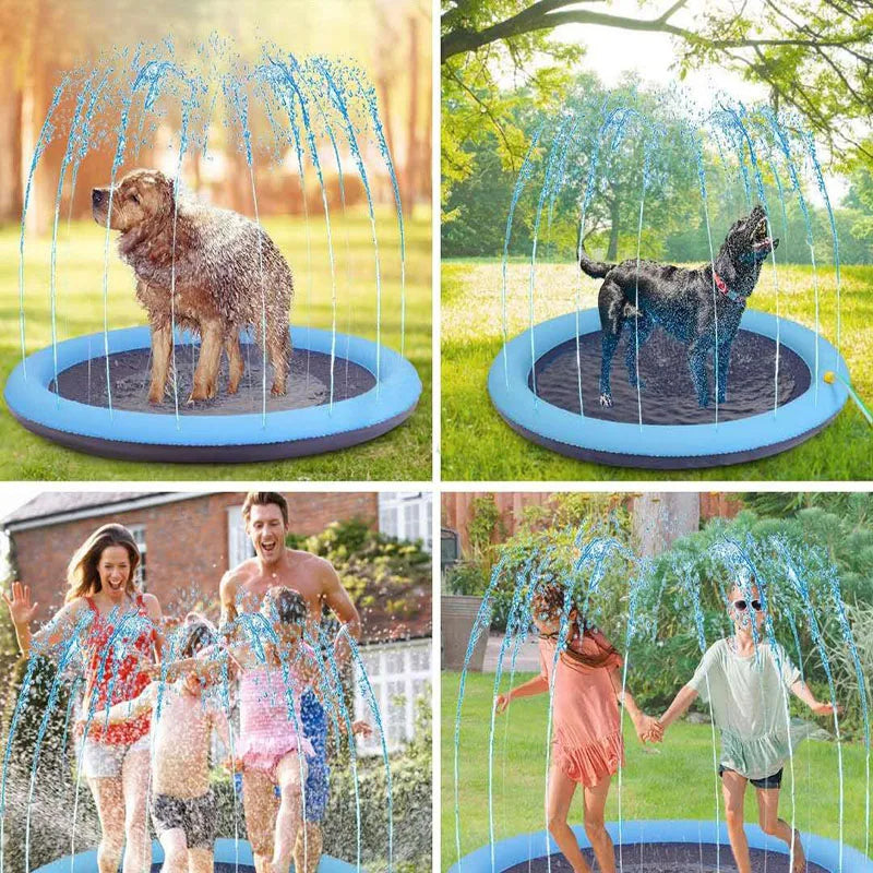 水しぶき付きインフレータブル犬用スプラッシュパッドで、この夏犬を涼しく保つ