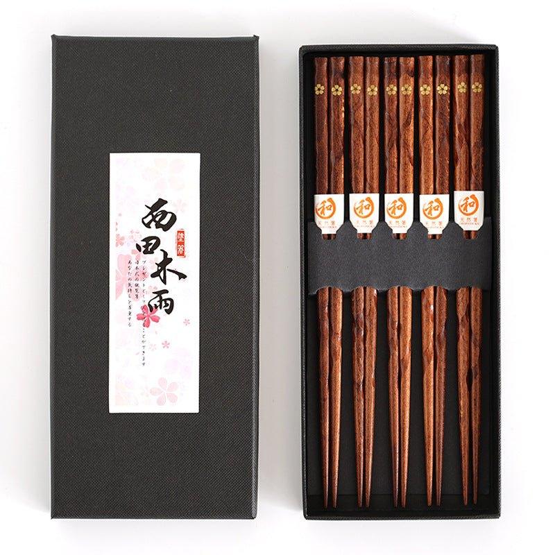 Miyabi Wooden Chopstick Set With Golden Sakura Motif