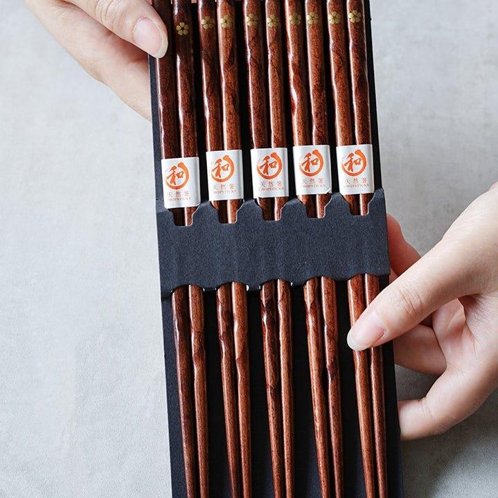 Miyabi Wooden Chopstick Set With Golden Sakura Motif