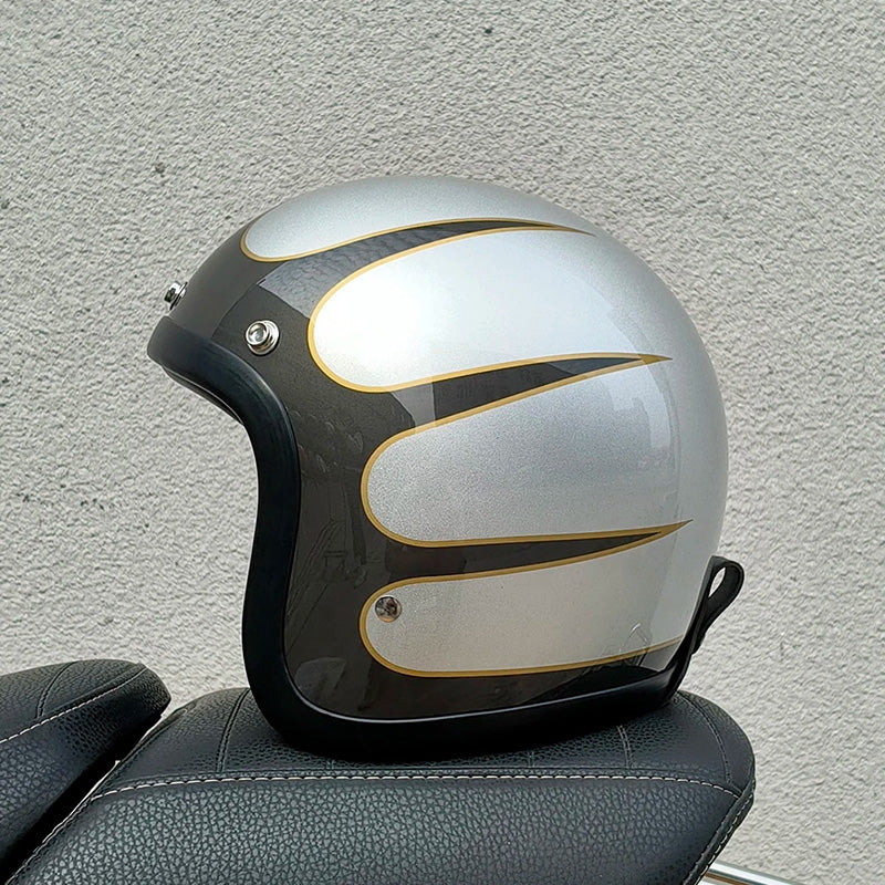VesperRyder Retro Motorcycle Helmet, Timeless Style, ECE Certified and DOT Certified