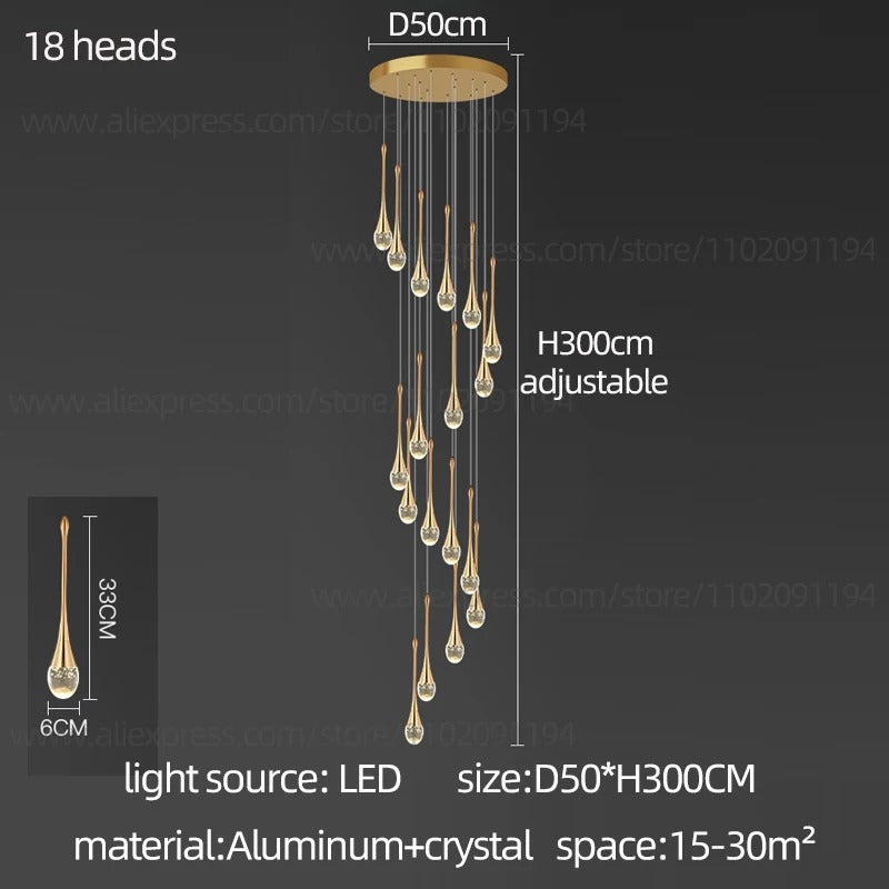 Gilded Teardrop Ceiling Light For Living Areas Home Use