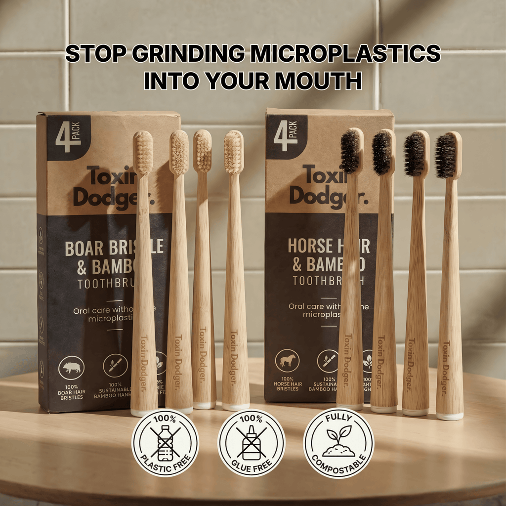 Natural Bristle Bamboo Toothbrush Set (4 Pack)