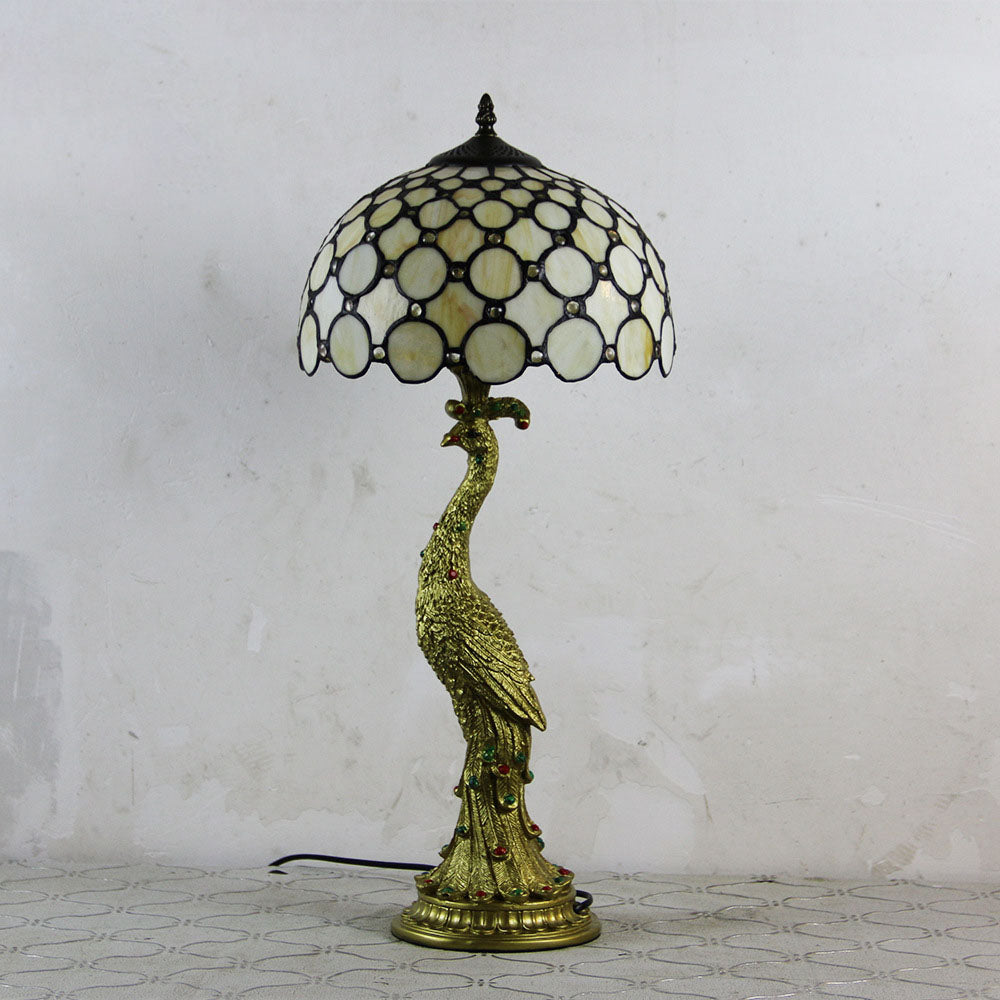Aurena Tiffany-stil bordlampe med kuppelskjerm i flerfarget glass