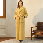 CozyFlannel Winter Robe With Belt And Fold Down Collar