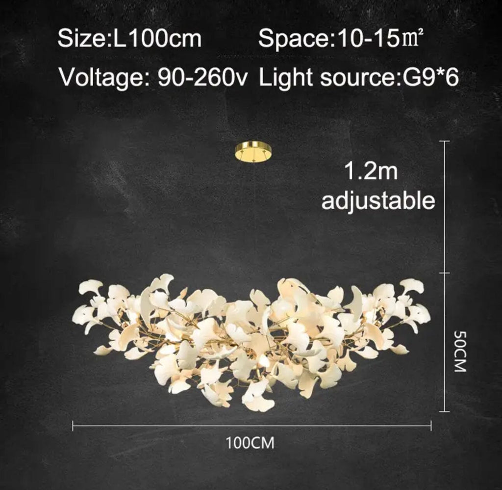Lunsera Ceramic Petal Chandelier With Frosted Glass Shade