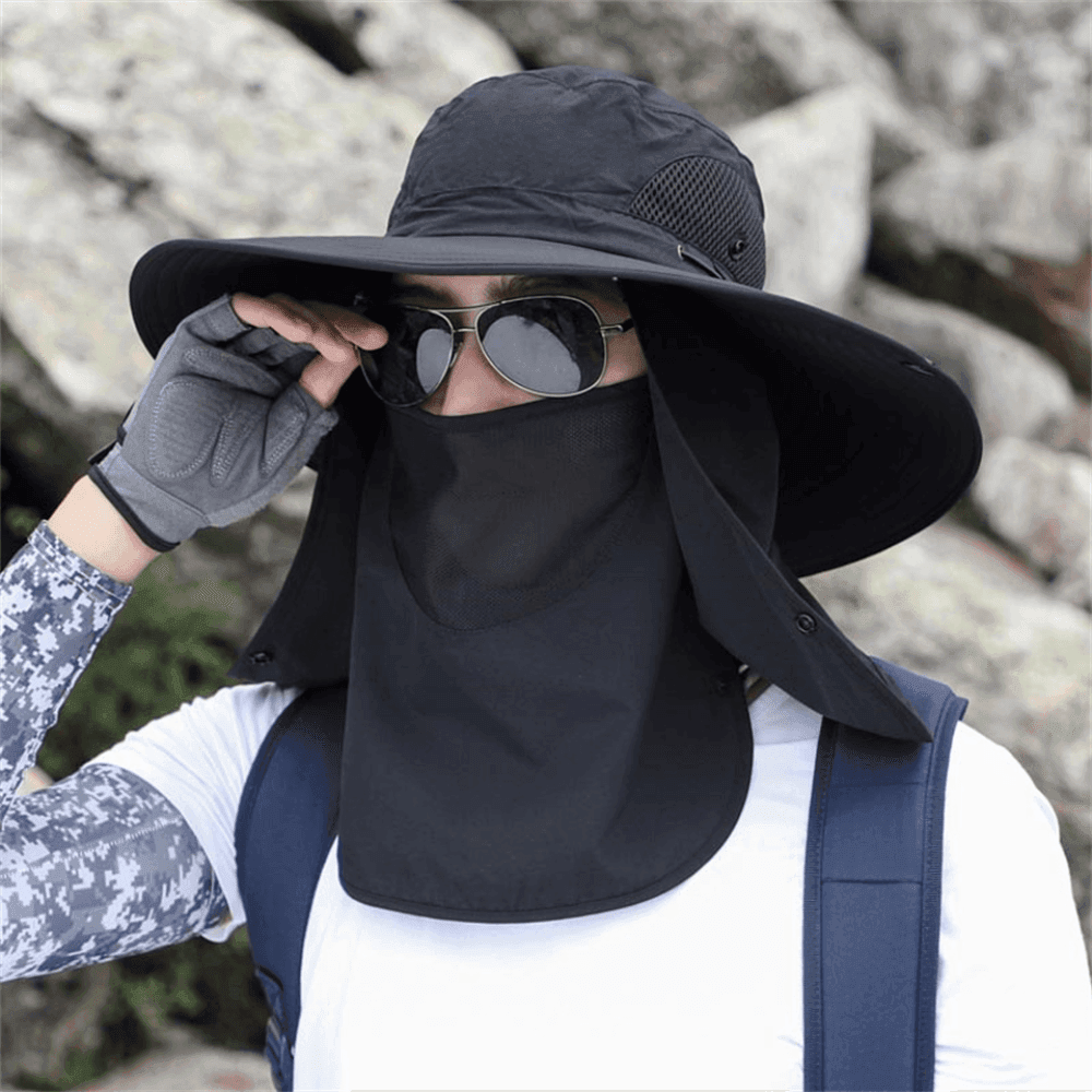 Atmungsaktiver Anglerhut mit breiter Krempe und Sonnenschutz