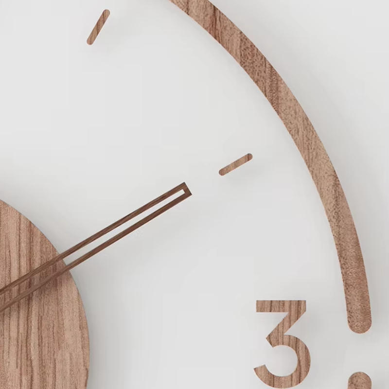 Orologio da parete Aeron minimalista in legno massello con movimento al quarzo silenzioso