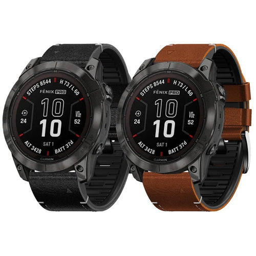 Garmin Fenix 8、7X、6X Pro用アリオンレザーとTPUのハイブリッドウォッチストラップ