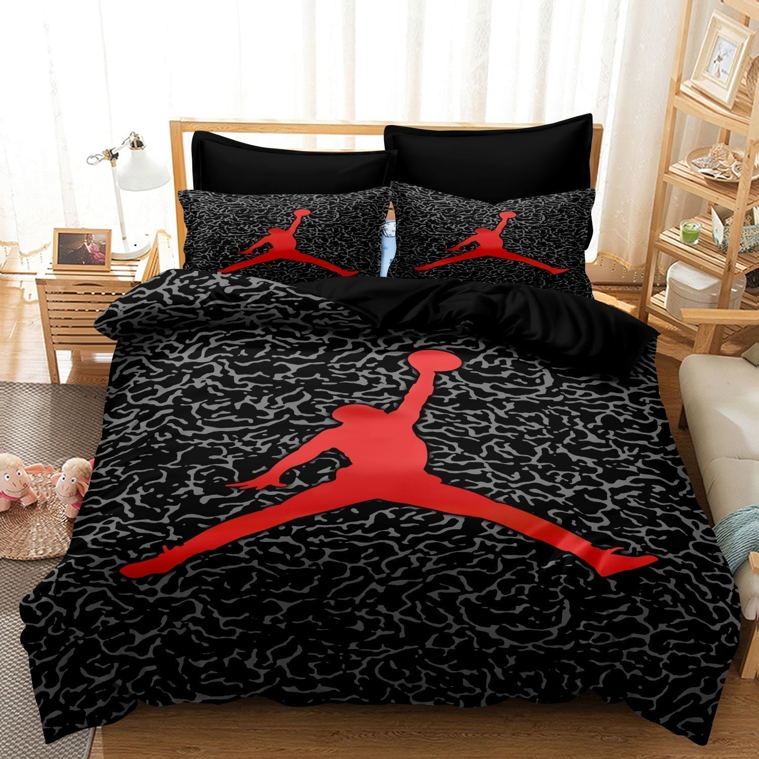 BounceNest Junior Yorgan Kılıfı Yumuşak Mikrofiber Malzemeden Basketbol Temalı
