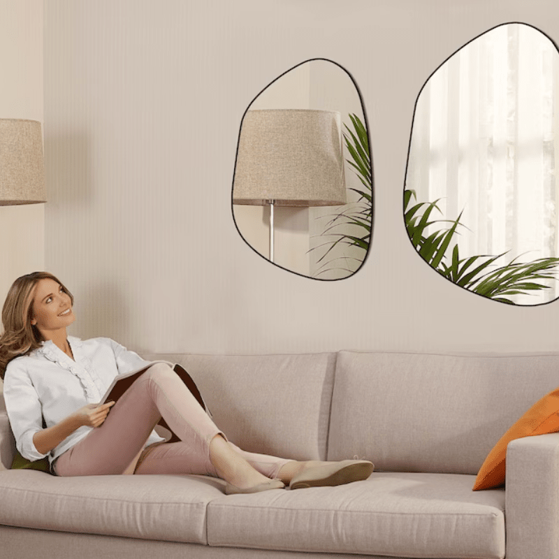 Miroir Nuage En Cadre Bois Doré Avec Design Asymétrique Décalé