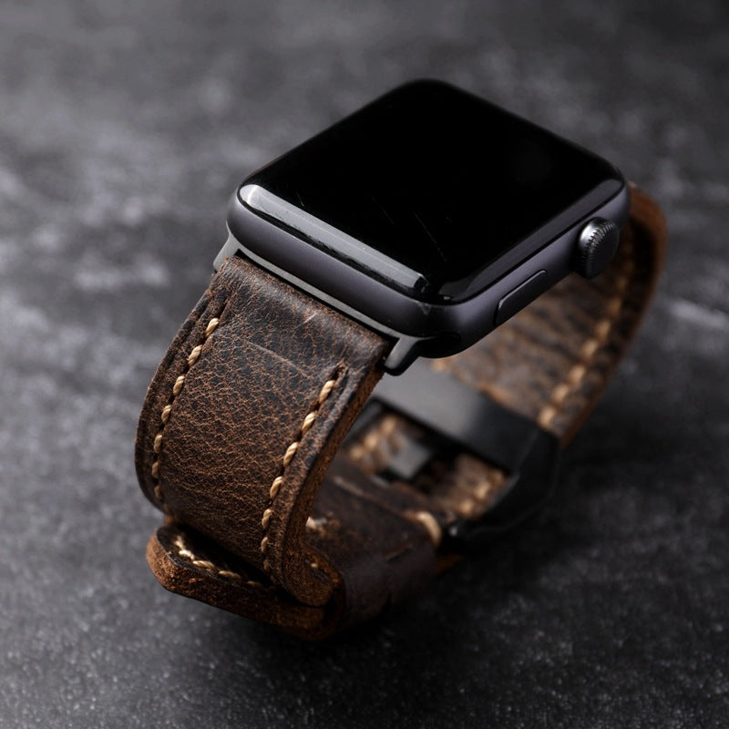 Pasek do Apple Watch wykonany z wysokiej jakości skóry bydlęcej pierwszej warstwy