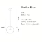 Candeeiro de Teto Pendente em Vidro Estilo Nórdico com Esferas Foscas ou Transparentes