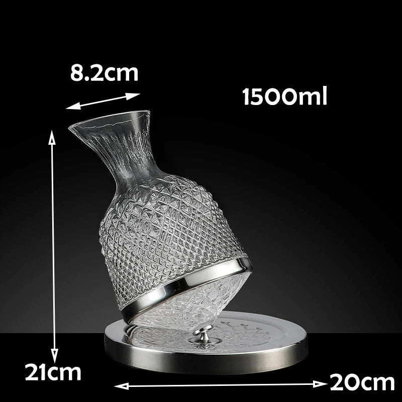 Decanter Wain Kristal AureoSpin 1500ml Dengan Putaran Bulat