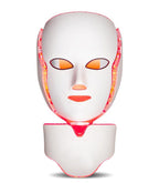 Máscara de terapia de luz LED roja de siete colores para cara y cuello con brillo de spa