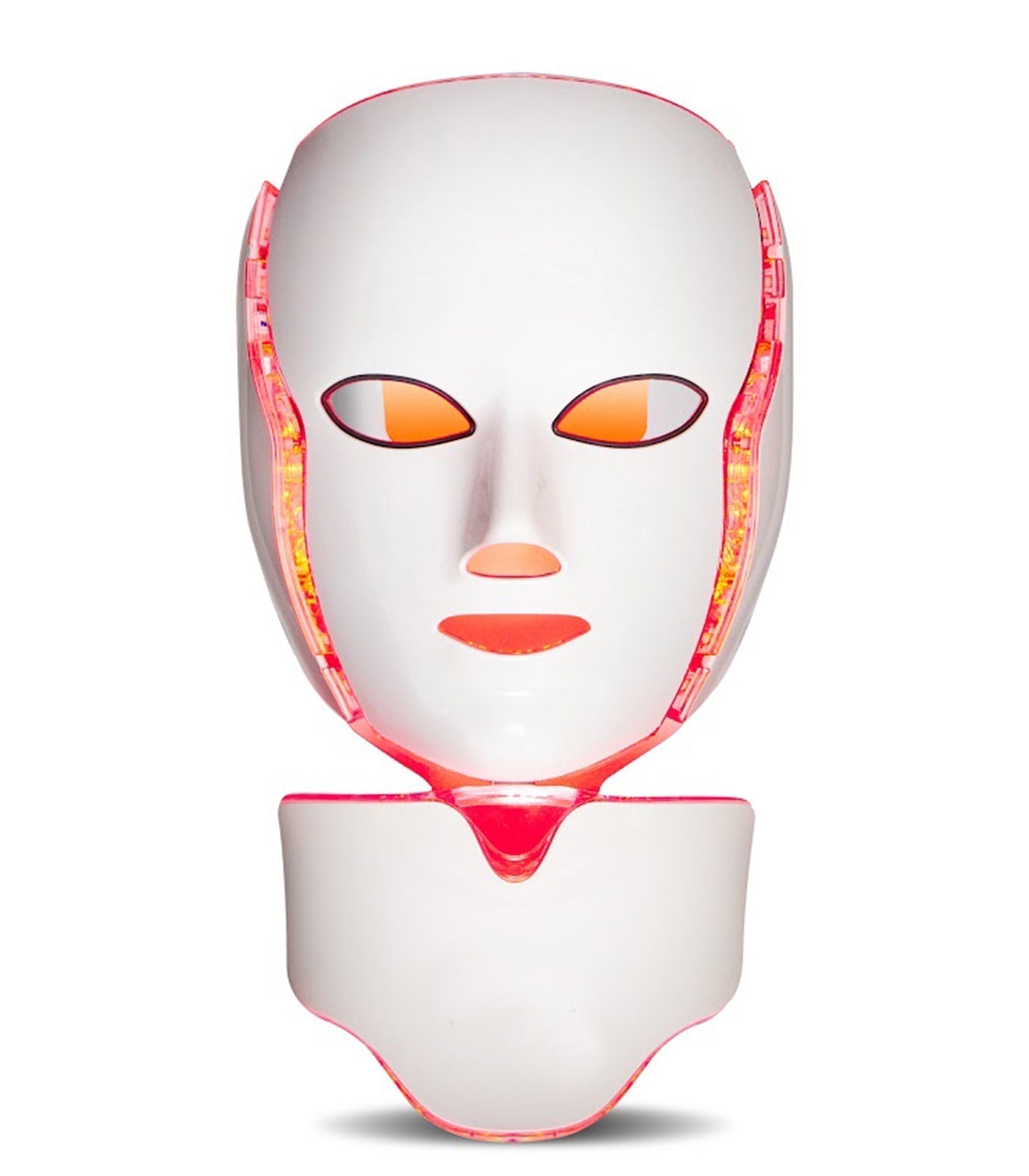 Máscara de terapia de luz LED roja de siete colores para cara y cuello con brillo de spa