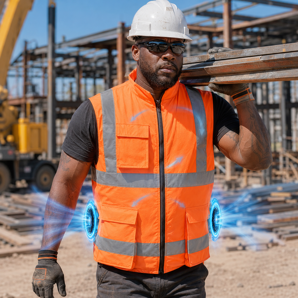 AirFlow Cooling Vest With Rechargeable Fan For Outdoor Work Construction And Travel