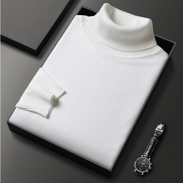 Elorien Luxe Cashmere Cotton Blend Turtleneck Sweater For Men