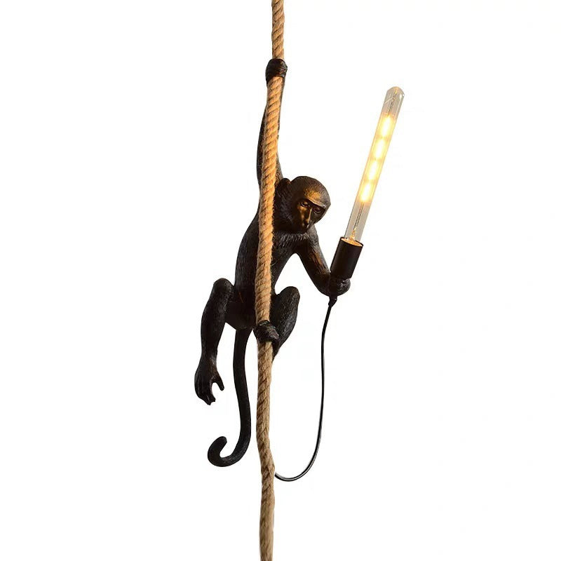 Luz de Teto com Macaco Jungle Buddy e Corda de Juta