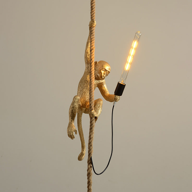 Luz de Teto com Macaco Jungle Buddy e Corda de Juta