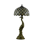 Aurena Tiffany-stil bordlampe med kuppelskjerm i flerfarget glass