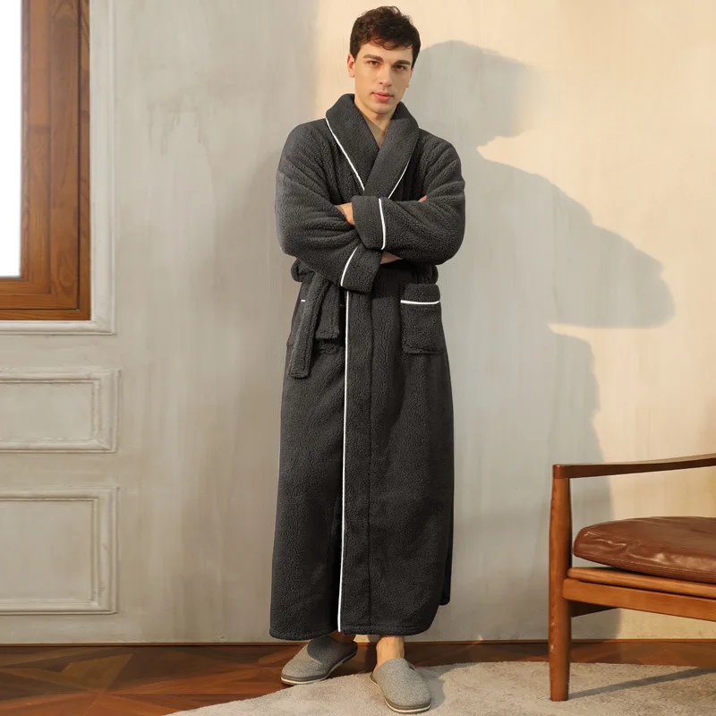 LumaWool Erkek Bornozu Kalın Flanel Günlük Sıcaklık İçin