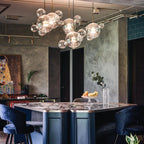 Candeeiro de Teto Pendente em Vidro Estilo Nórdico com Esferas Foscas ou Transparentes