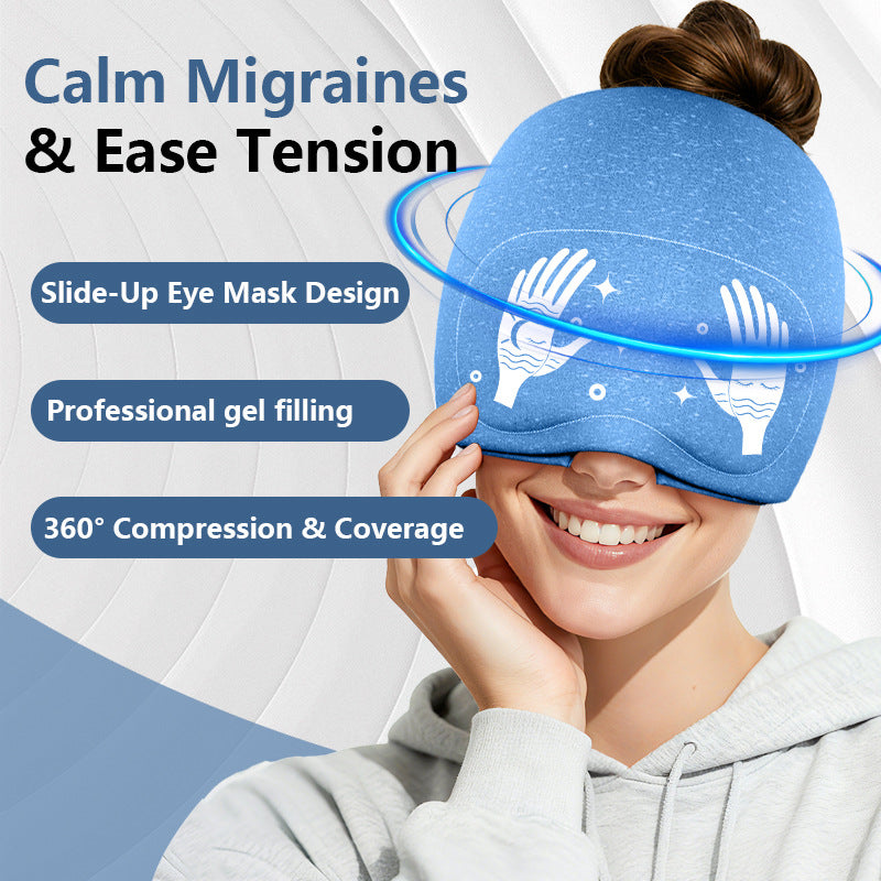 Ensemble masque oculaire en gel rafraîchissant et bonnet pour soulagement des migraines et du sommeil