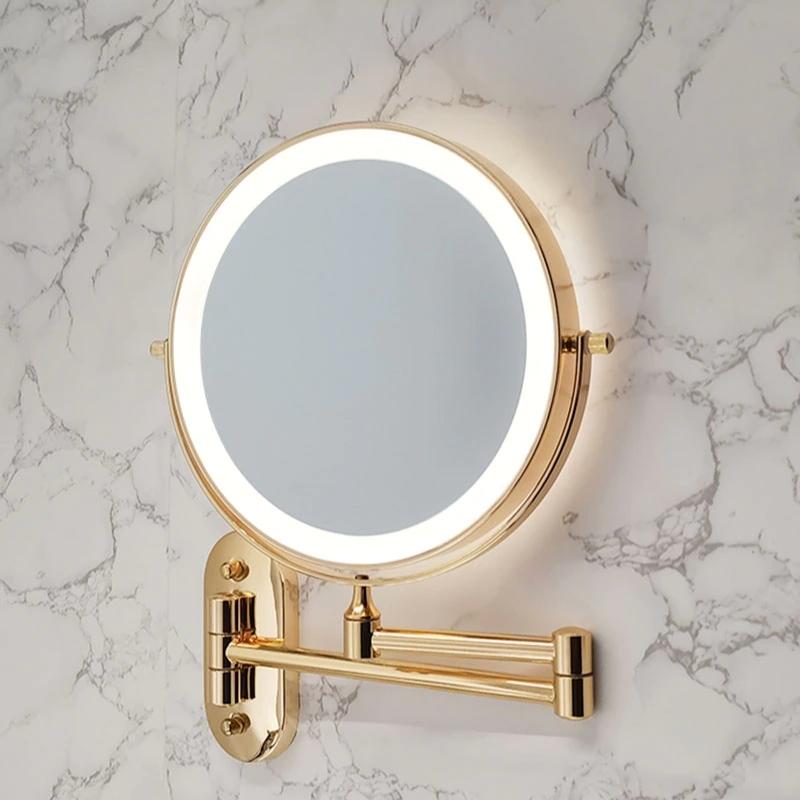 Luxeva Gold LED Magnifying Vanity Mirror Rechargeable For Bathroom