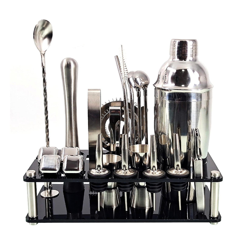 Set de bar professionnel avec shaker en acier inoxydable et support pour barmans à domicile