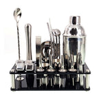 Set de bar professionnel avec shaker en acier inoxydable et support pour barmans à domicile
