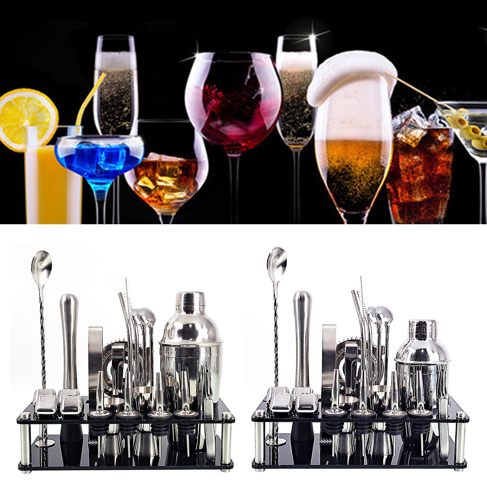 Set de bar professionnel avec shaker en acier inoxydable et support pour barmans à domicile