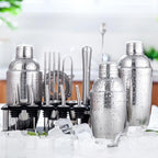 Set de bar professionnel avec shaker en acier inoxydable et support pour barmans à domicile