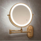 AuroraLux Wall Mount Dual-Arm LED Vanity Mirror With Magnification For Makeup Rechargeable