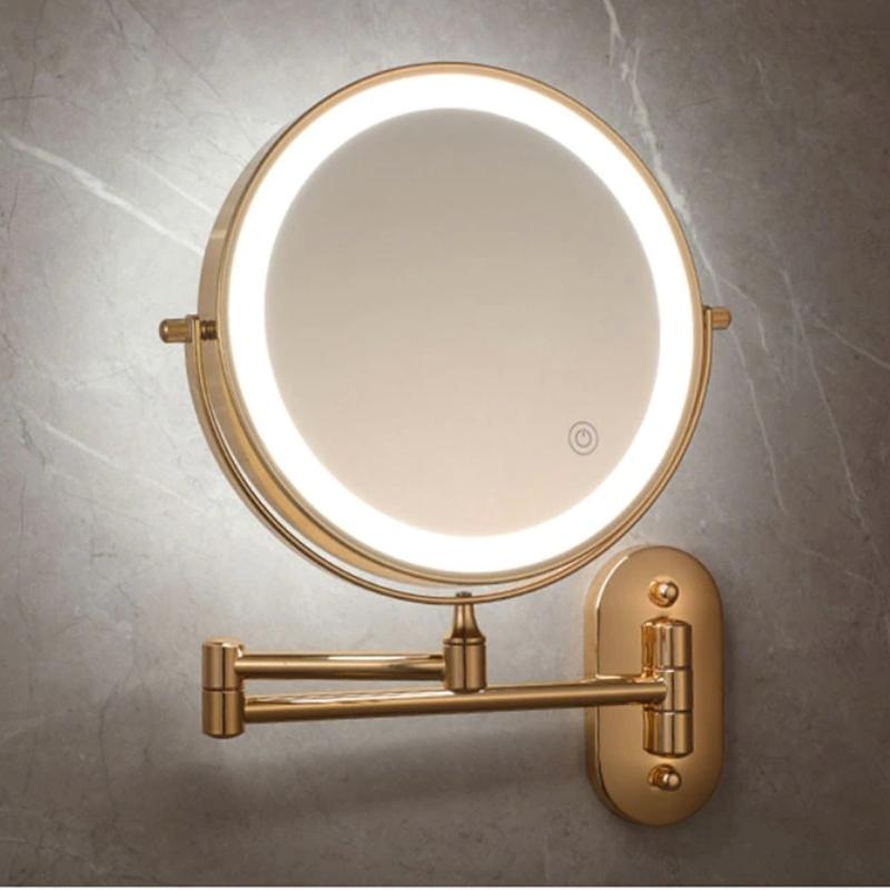 LumenAura Gold Kabelloser LED Schminkspiegel mit Vergrößerung