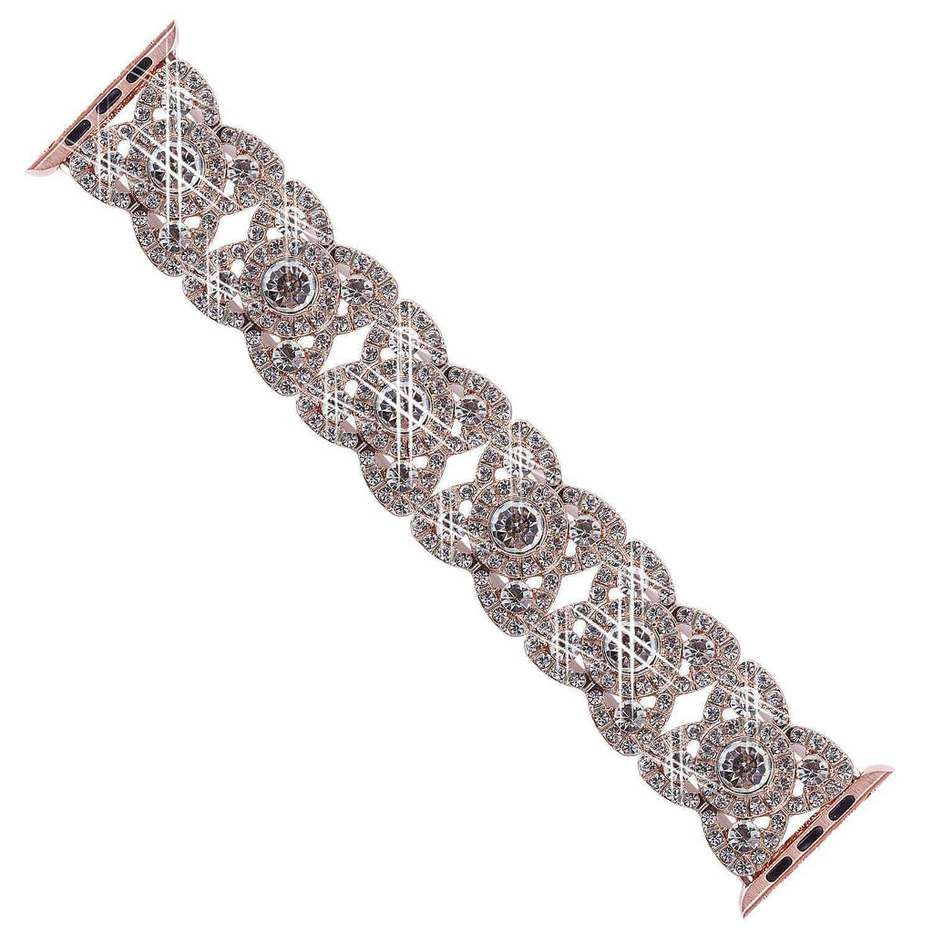 Petaluxe Floral Metal Link Band With Diamonds for Apple Watch