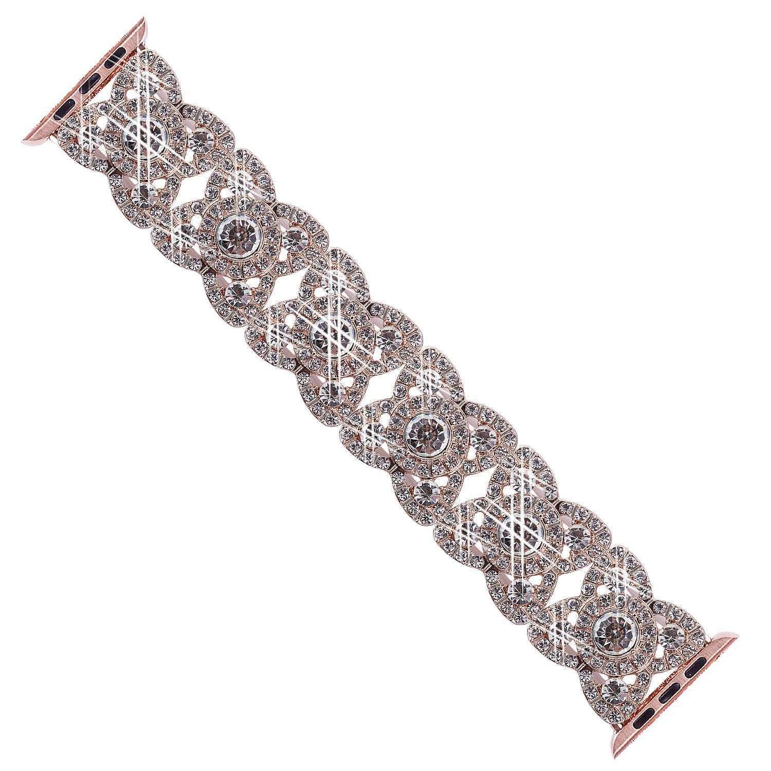 Petaluxe Floral Metal Link Band With Diamonds for Apple Watch