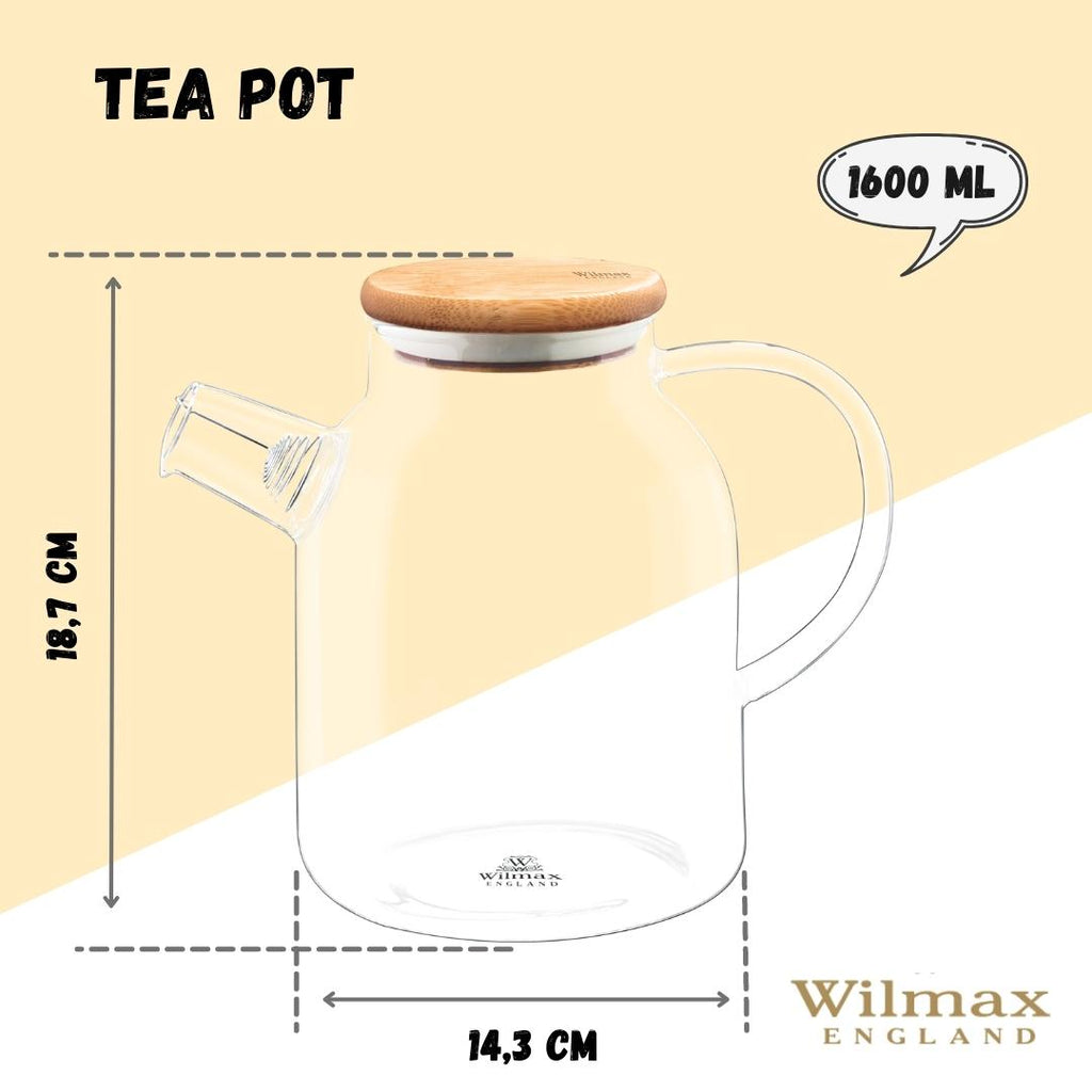 Wilmax Thermo Glass Teapot 54 Oz, Stovetop Safe for Tea Lovers