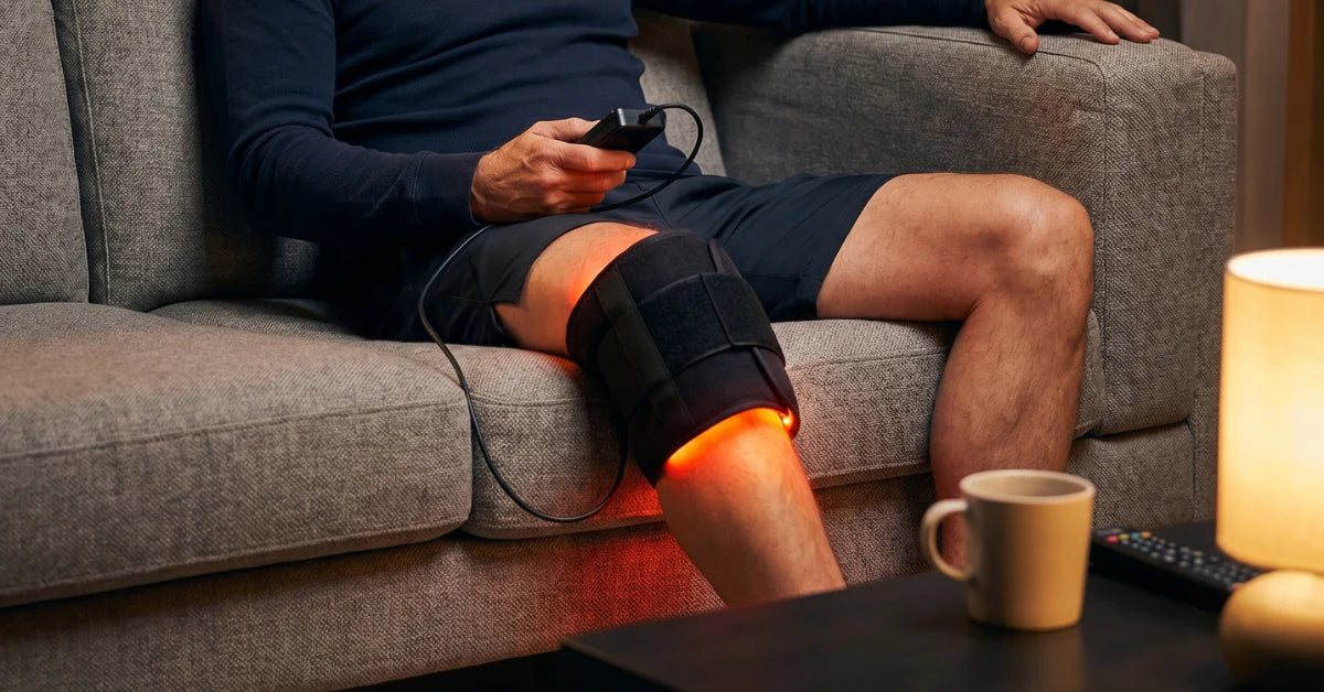 وسادة علاج الضوء الأحمر KneeRevive Pro – لفافة دعم الركبة بطول موجي 660 نانومتر و850 نانومتر