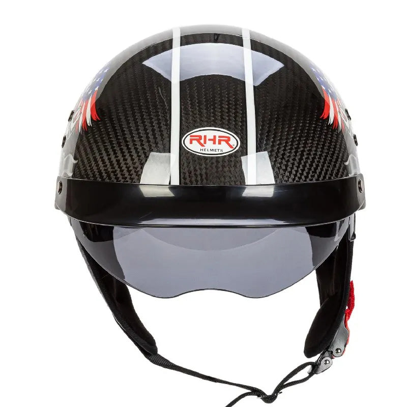 Retro Carbon Fiber Half Face Helmet For Riders DOT ECE Certified