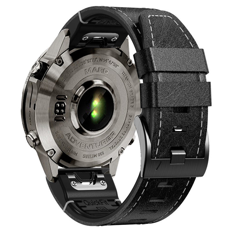 Arion Leather And TPU Hybrid Watch Strap For Garmin Fenix 8, 7X, 6X Pro