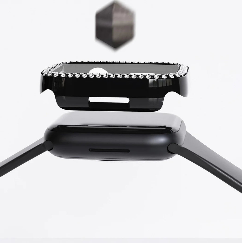 Apple Watch-etui med hærdet glas og rhinsten-detaljer