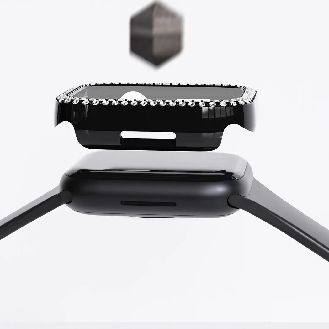 Apple Watch-etui med hærdet glas og rhinsten-detaljer