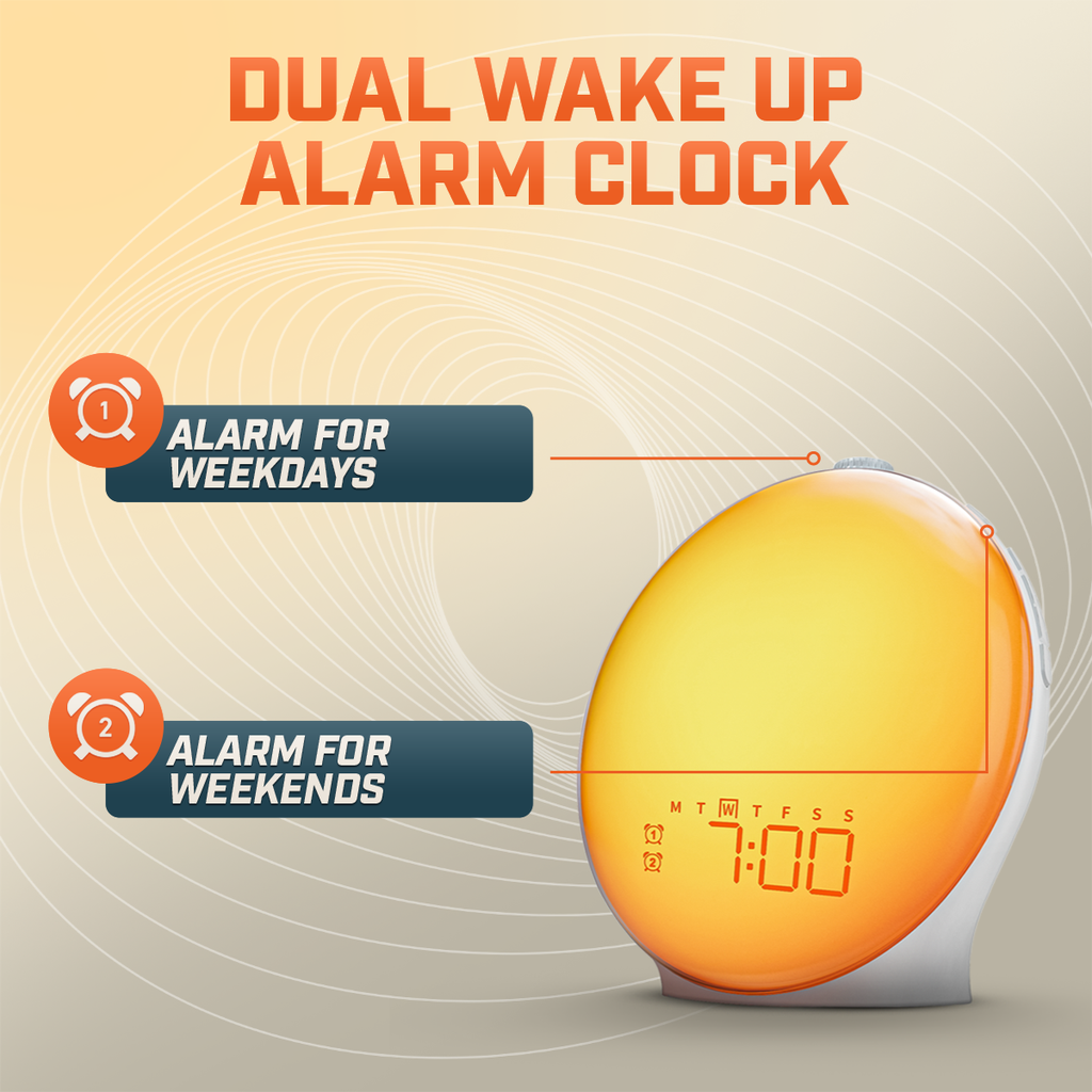 LumaRise LED Clock With Snooze And Natural Light For Bedrooms