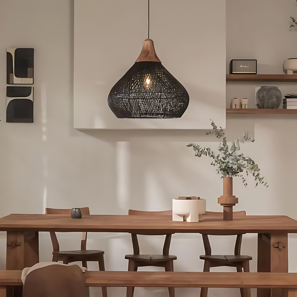 Asterra håndvævet rattan loftspendel til boho-dekoration