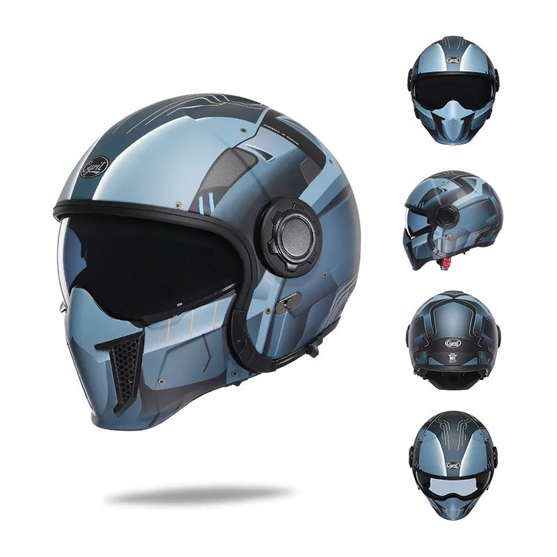 Helmet Modular Berkembar Lensa Vintage Bersertifikat DOT ECE Untuk Penunggang, Bernafas