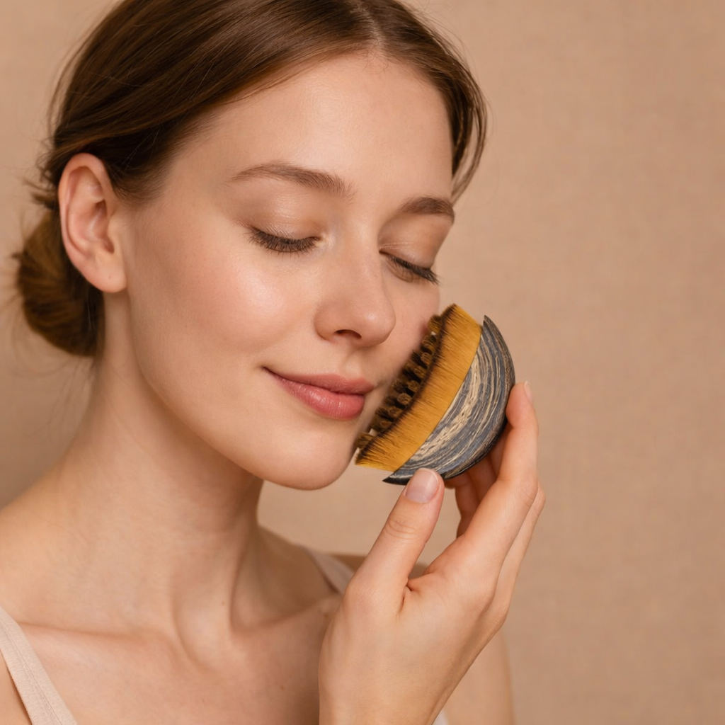 Facial Contouring Brush For Puff Reduction And Lift