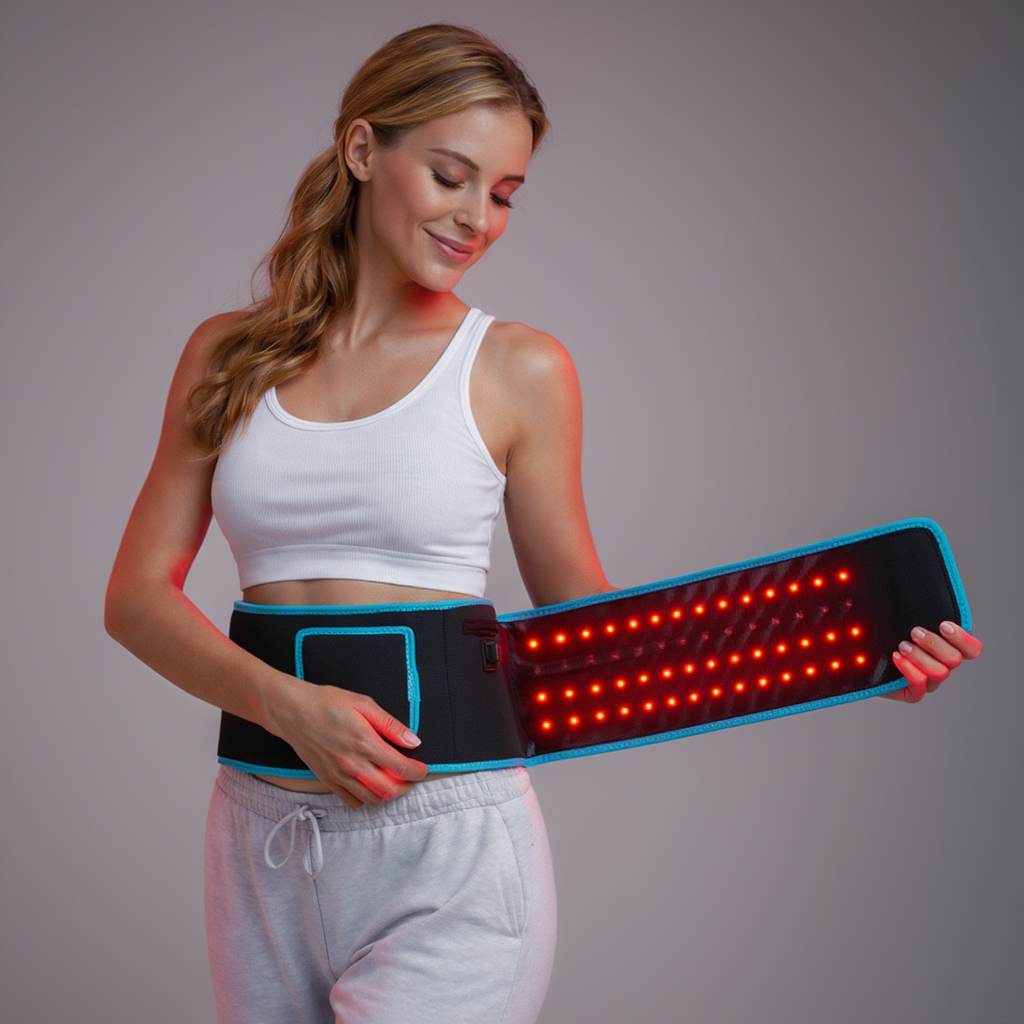 حزام LED بضوء أحمر وLEDs بطول موجي 660 نانومتر و850 نانومتر لتخفيف العضلات والمفاصل