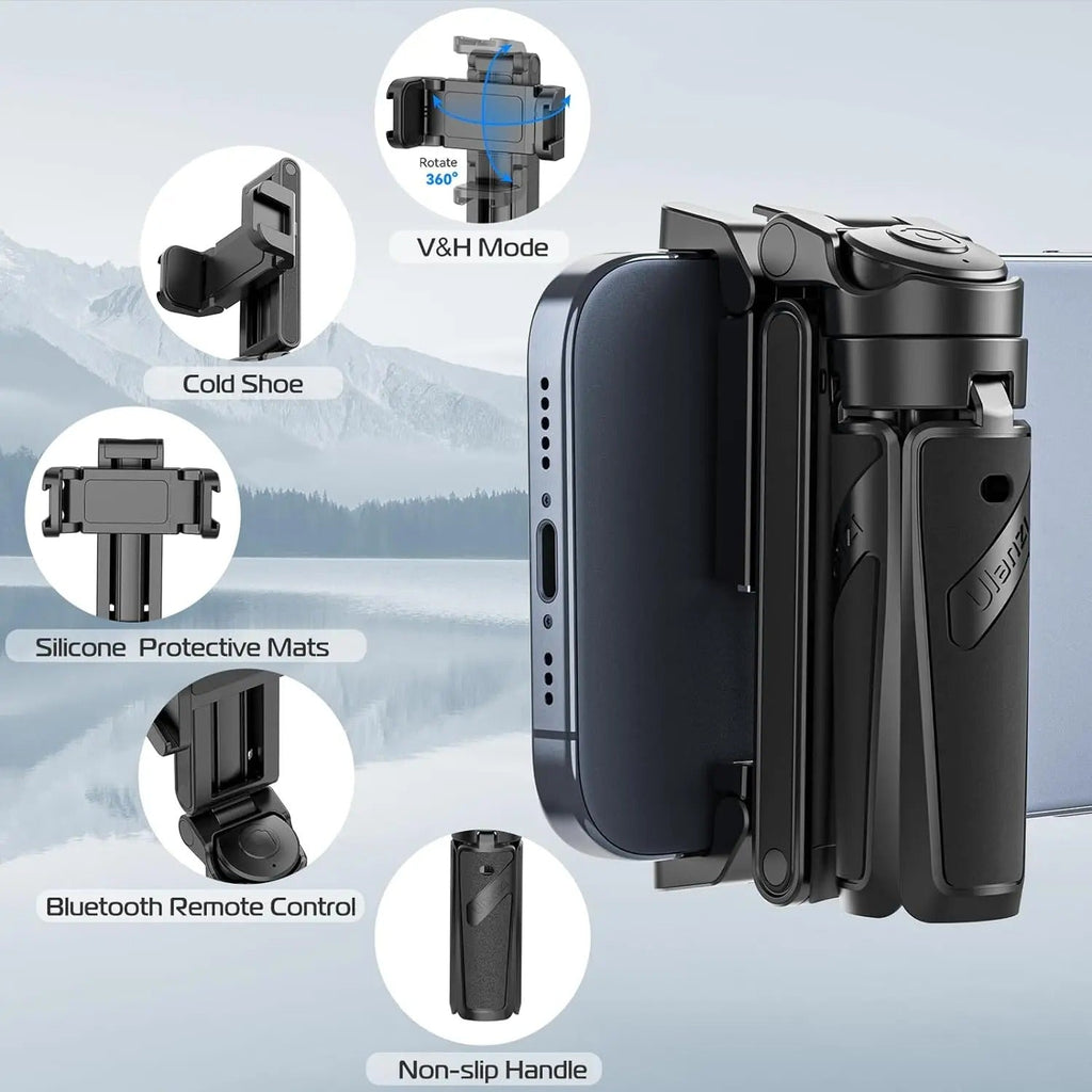 Travelers 4-sektions selfiepinne med stativ och Bluetooth
