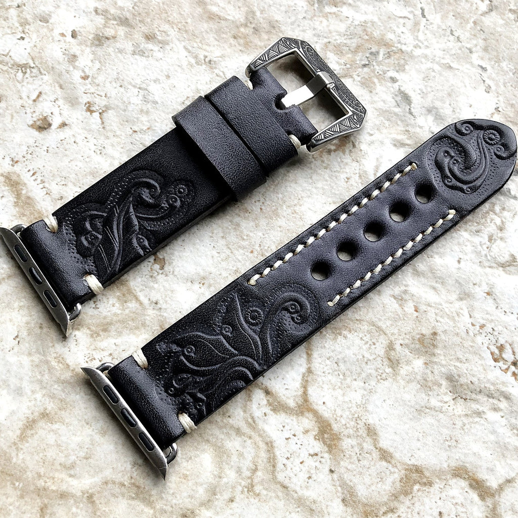 Sera håndgraveret læderrem til Apple Watch Ultra og andre modeller