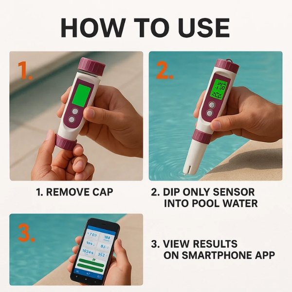 AquaSense 7 Parameter Digital Pool Tester For pH And Chlorine